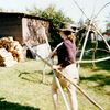 Anne making tepee sauna